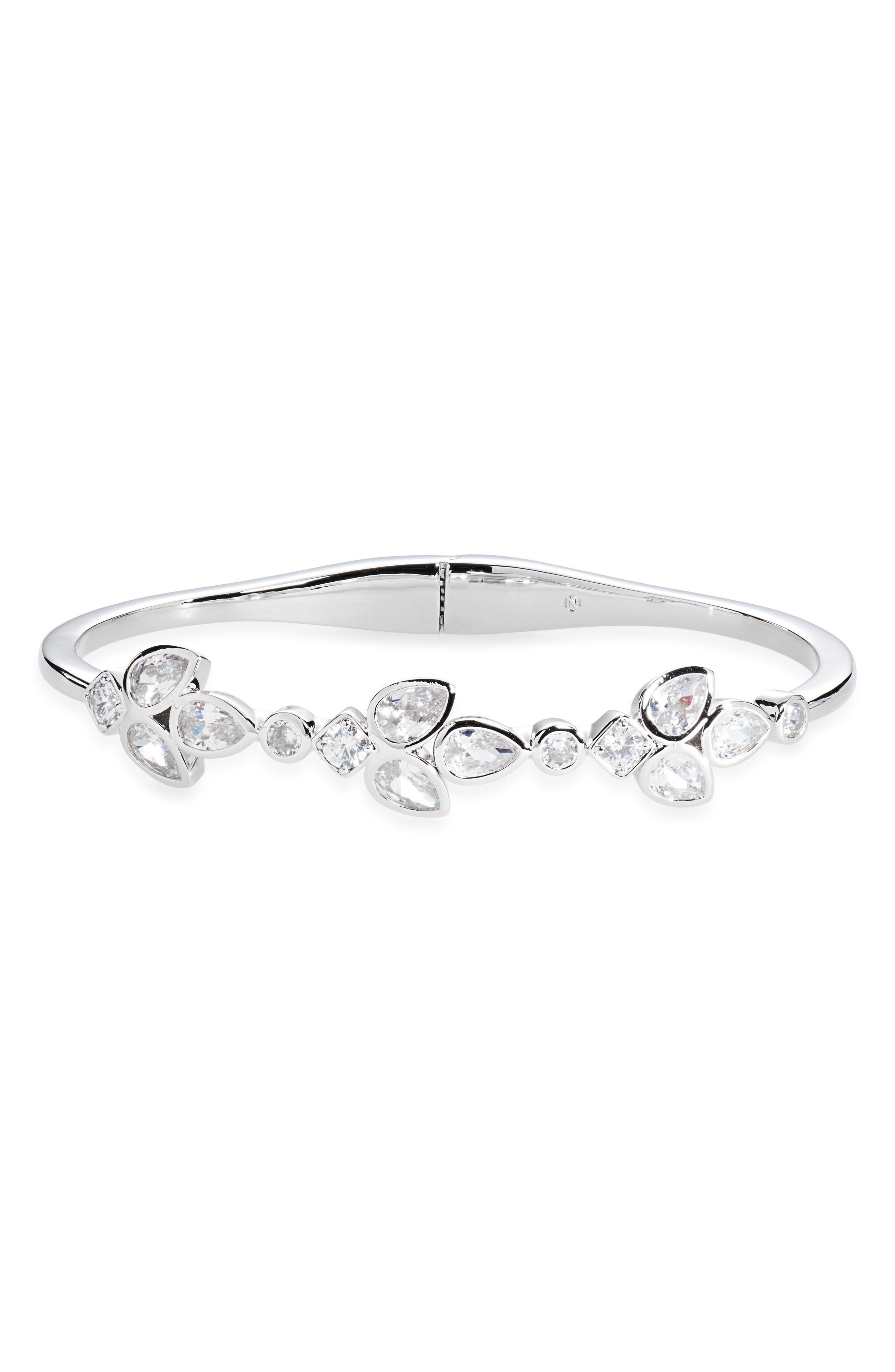 Nadri Sweetpea Cubic Zirconia Hinged Bangle Bracelet