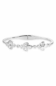 Nadri Sweetpea Cubic Zirconia Hinged Bangle Bracelet
