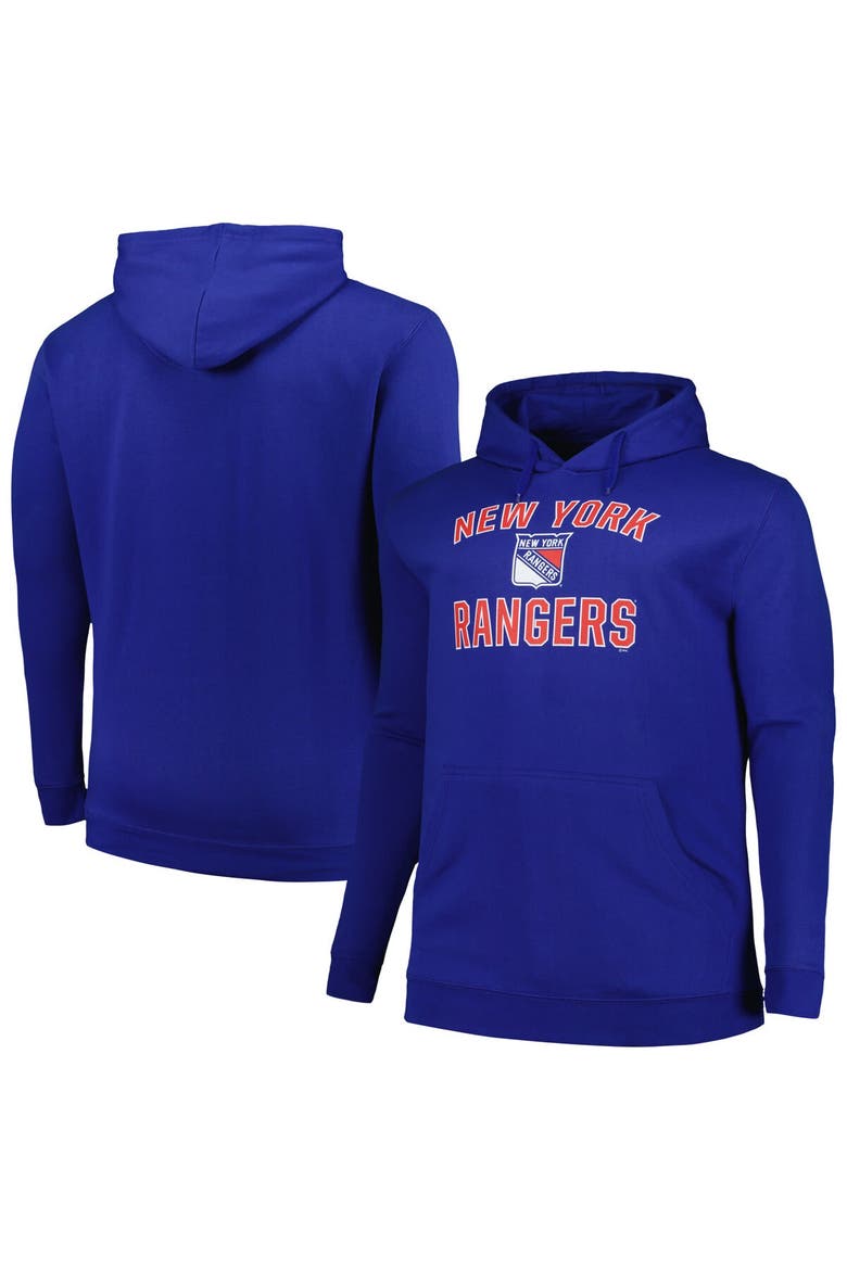 Men's Profile Blue New York Rangers Big & Tall Arch Over Logo Pullover Hoodie, Alternate, color, Blue