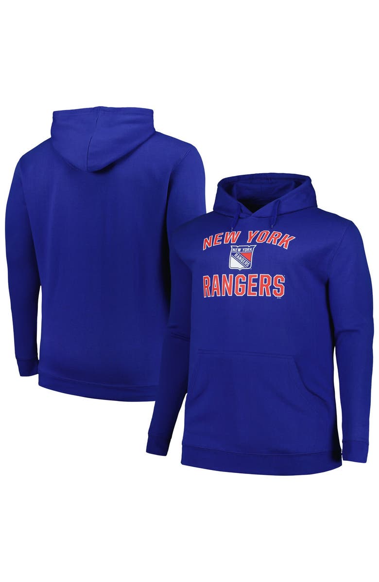PROFILE Men's Profile Blue New York Rangers Big & Tall Arch Over Logo Pullover Hoodie, Alternate, color, Blue
