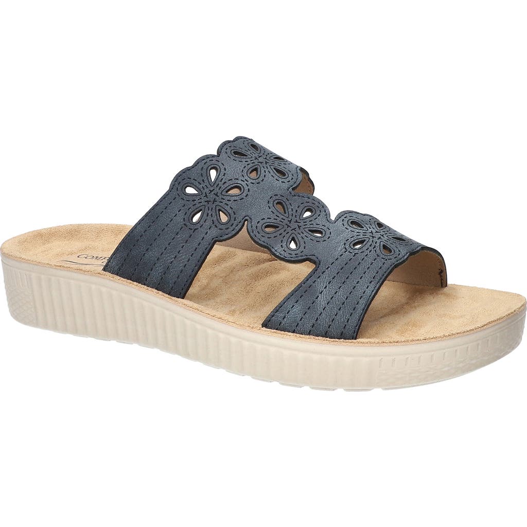 Shop Easy Street Taj Laser Cut Sandal In Navy