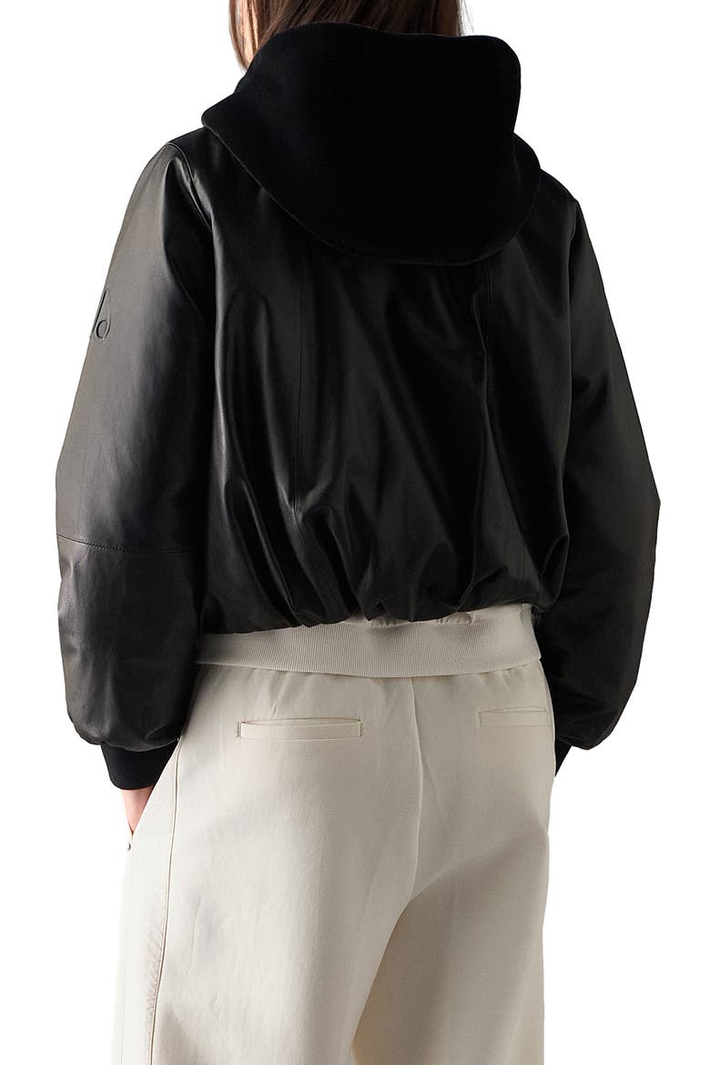 Cardin Leather Bomber Jacket, Alternate, color, BLACK