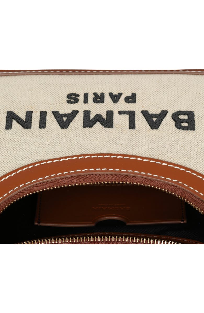 Balmain B-Army Shoulder Canvas And Leather Bag, Alternate, color, Beige