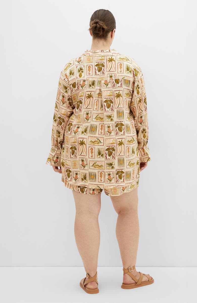 City Chic Bella Print High-Low Tunic Shirt, Alternate, color, Cool Tropics