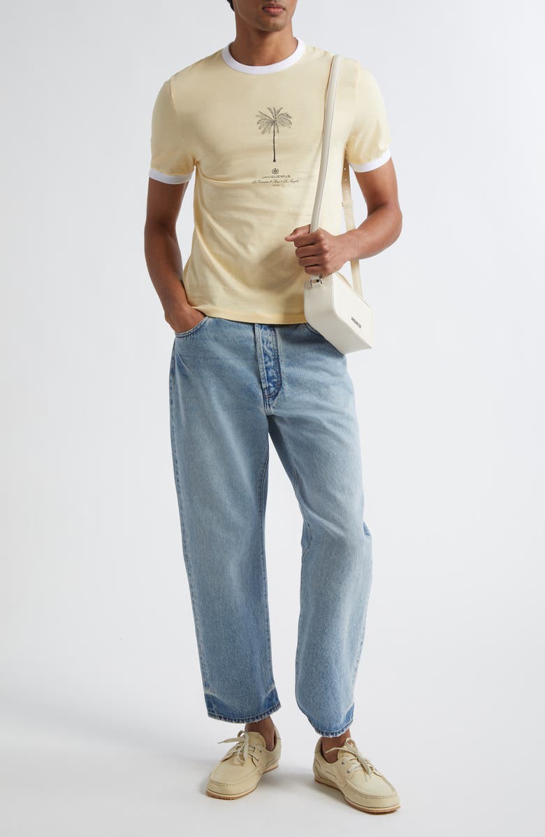 Jacquemus Le T-Shirt Venice Graphic Ringer T-Shirt, Alternate, color, Palm Tree Beige