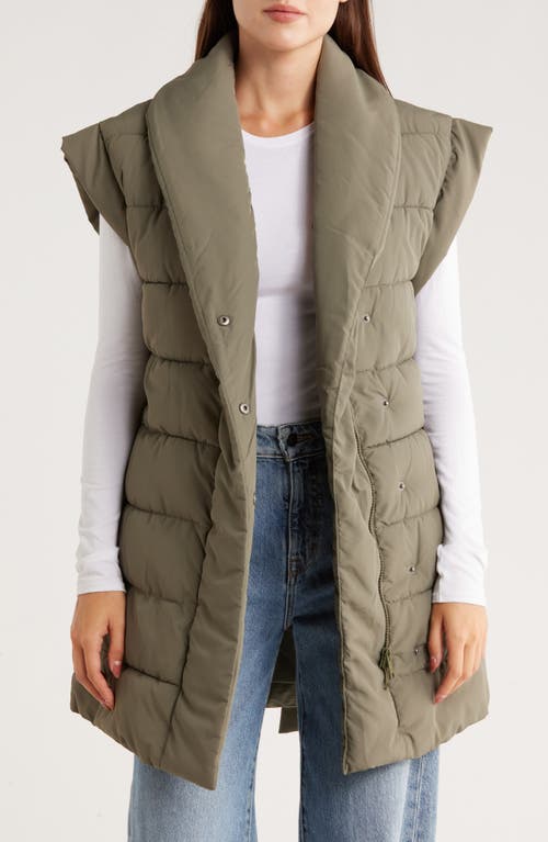Splendid X @cellajaneblog Long Quilted Puffer Vest In Green