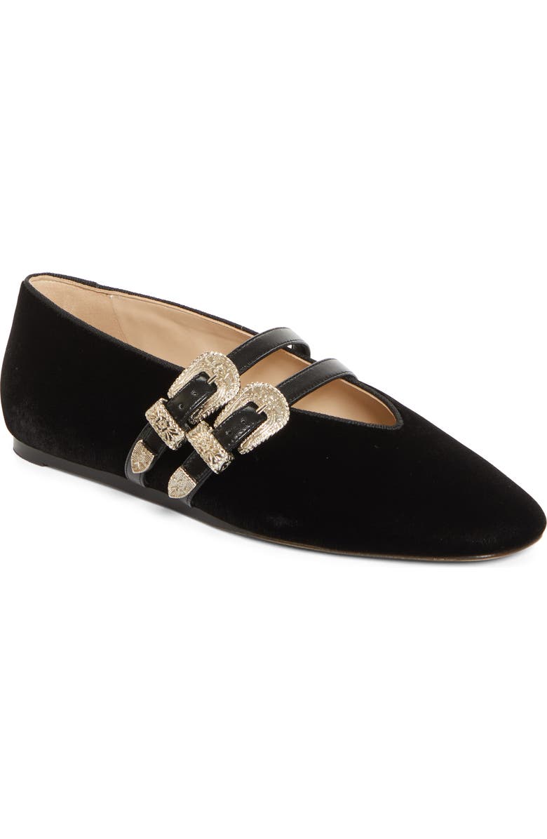 Le Monde Béryl Claudia Western Buckle Ballet Flat, Main, color, Black
