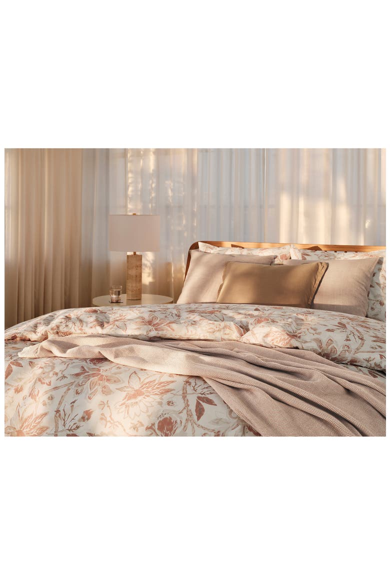 Sea Bloom Print Duvet Cover, Alternate, color, NATURAL/ PRALINE