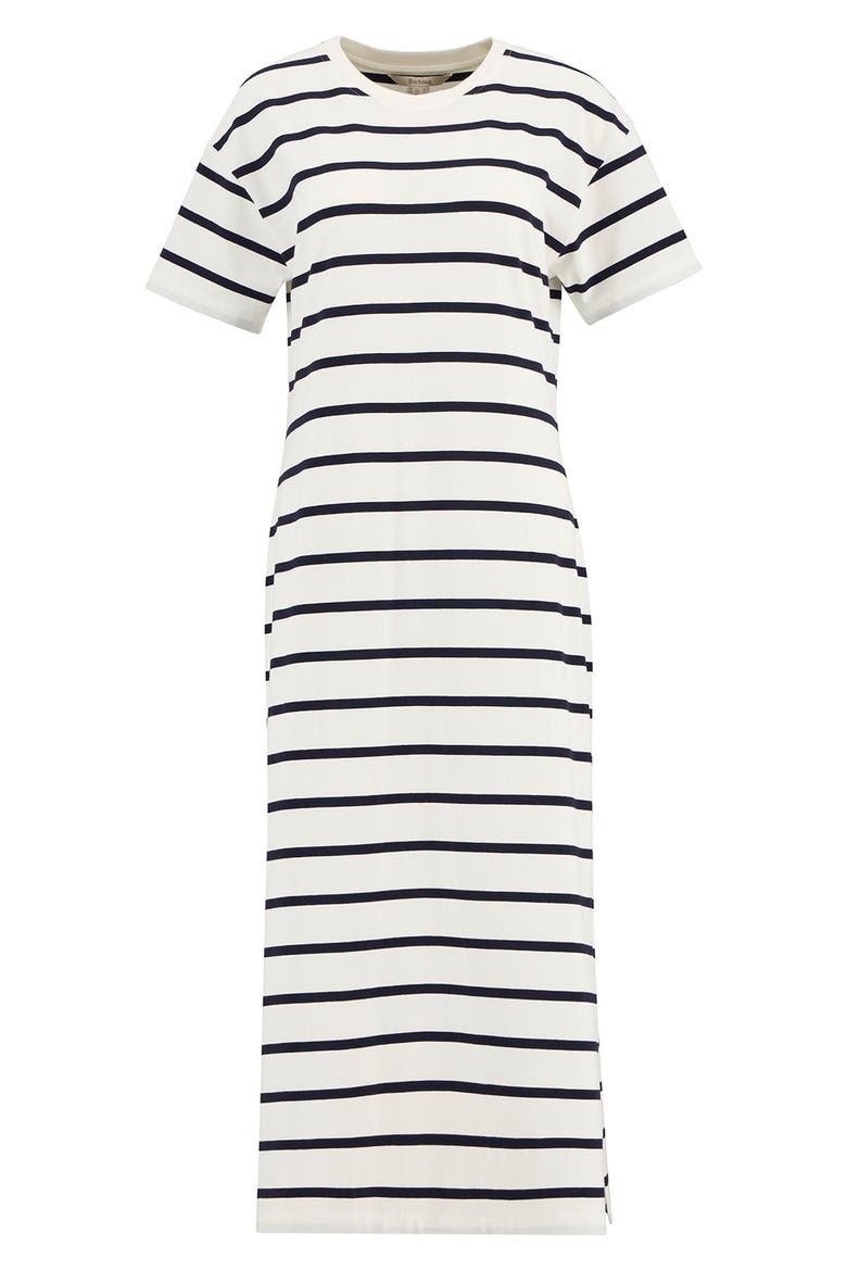 Selena Stripe T-Shirt Midi Dress, Alternate, color, CLOUD/ NAVY STRIPE