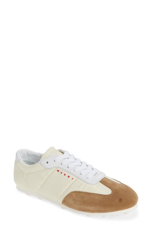 Marni Softy Soccer Suede-detail Leather Sneakers In White