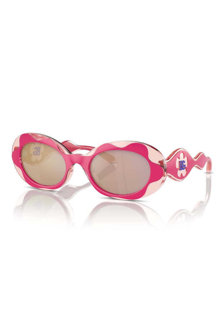 Kids' 49mm Small Oval Sunglasses, Alternate, color, PINK / PINK MIRROR ROSE GOLD