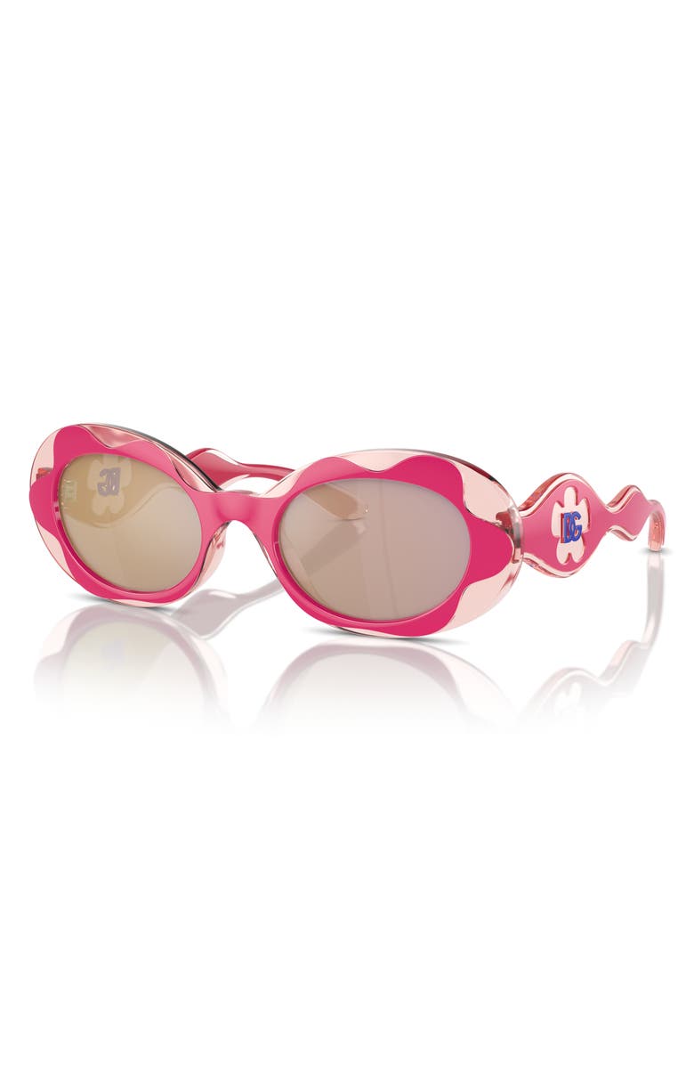 Dolce&Gabbana Kids' 49mm Small Oval Sunglasses, Alternate, color, Pink / Pink Mirror Rose Gold