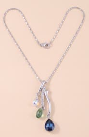 Modenaire Crystal Trio Teardrop Pendant Necklace