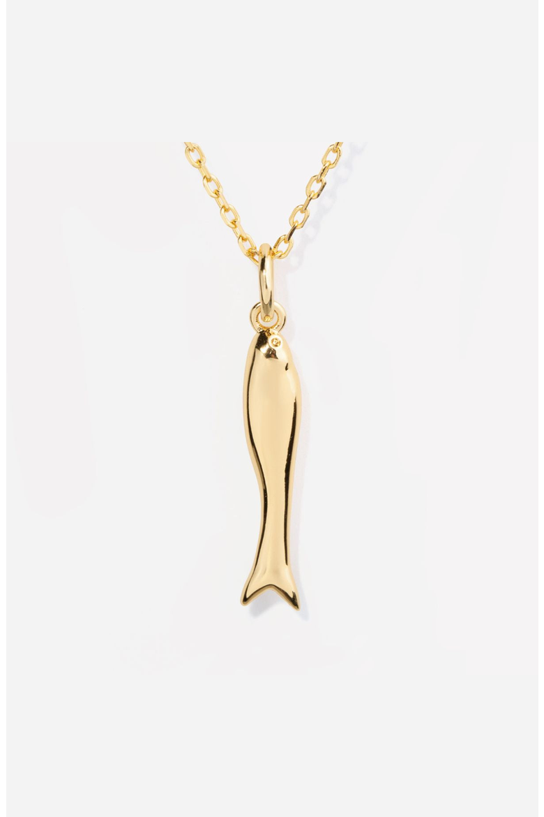 Lucky Fish Charm Necklace, Main, color, Gold