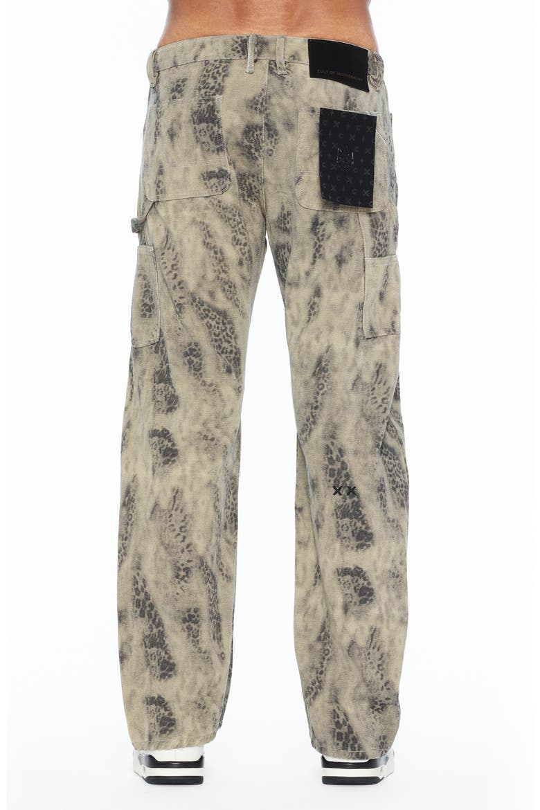 Grunge Leopard Baggy Fit Cargo Jeans, Alternate, color, MOJAVE