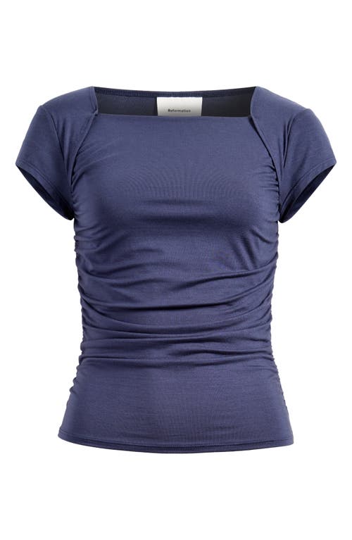 Reformation Addison Square Neck Knit Top In Midnight