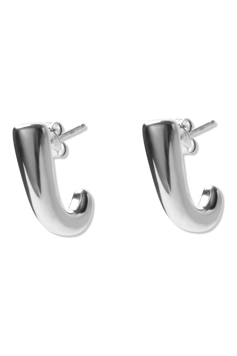 J-Hoop Earrings, Main, color, SILVER