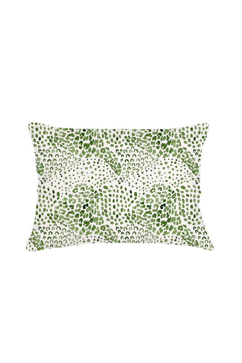 Green Cheetah Velvet Pillow with Down Insert, Alternate, color, Green