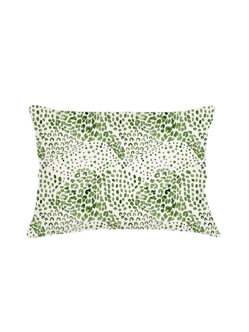 Anaya Green Cheetah Velvet Pillow With Down Insert In Green