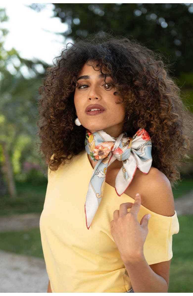 Elizabetta Melograno - Hand Rolled Silk Foulard for Women, Alternate, color, Powder Blue