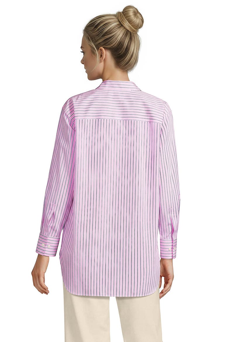 No Iron Oversized Poplin Extra Long Tunic, Alternate, color, Light Rose Pink Awning Stripe