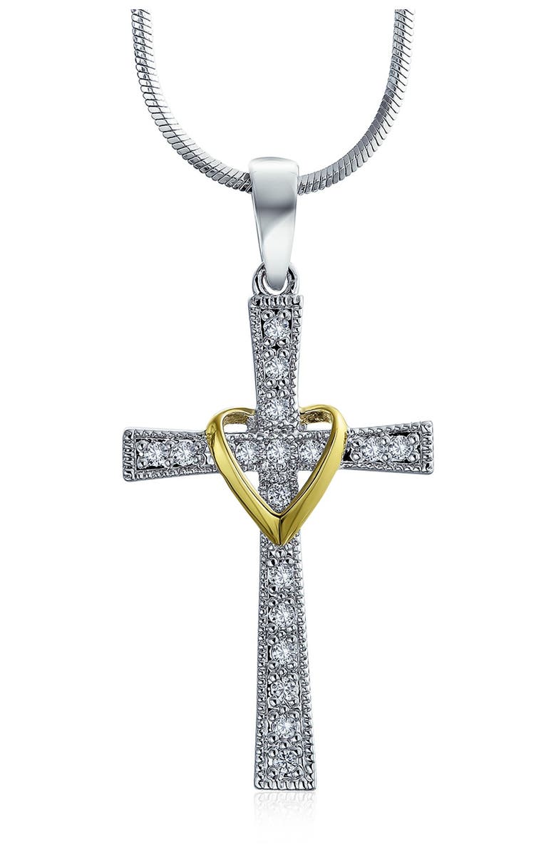 BLING JEWELRY Infinity Love of God CZ Cross Pendant Necklace, Main, color, 