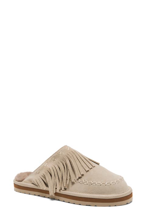 Fallon Fringe Faux Fur Mule Slipper (Women)