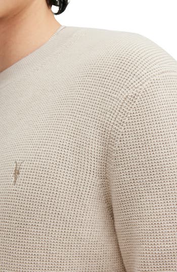 Oversize Cotton & Wool Waffle Crewneck Sweater