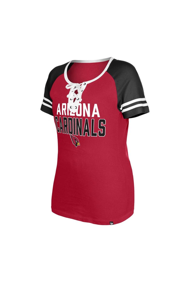 Women's New Era  Cardinal Arizona Cardinals Raglan Lace-Up T-Shirt, Alternate, color, Cardinal