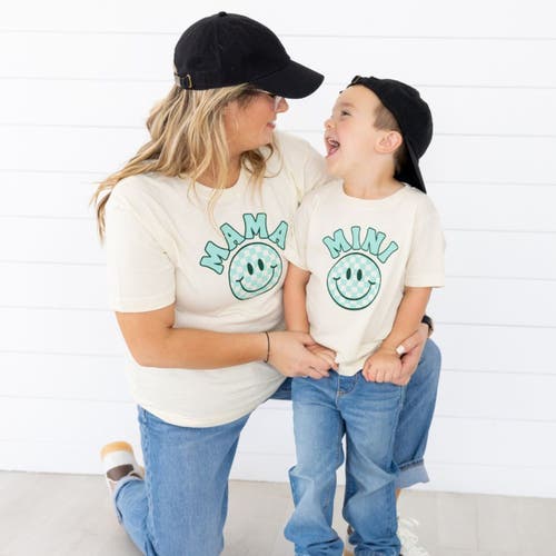 Sweet Wink Mini Smiley Checker Short Sleeve T-shirt In Natural