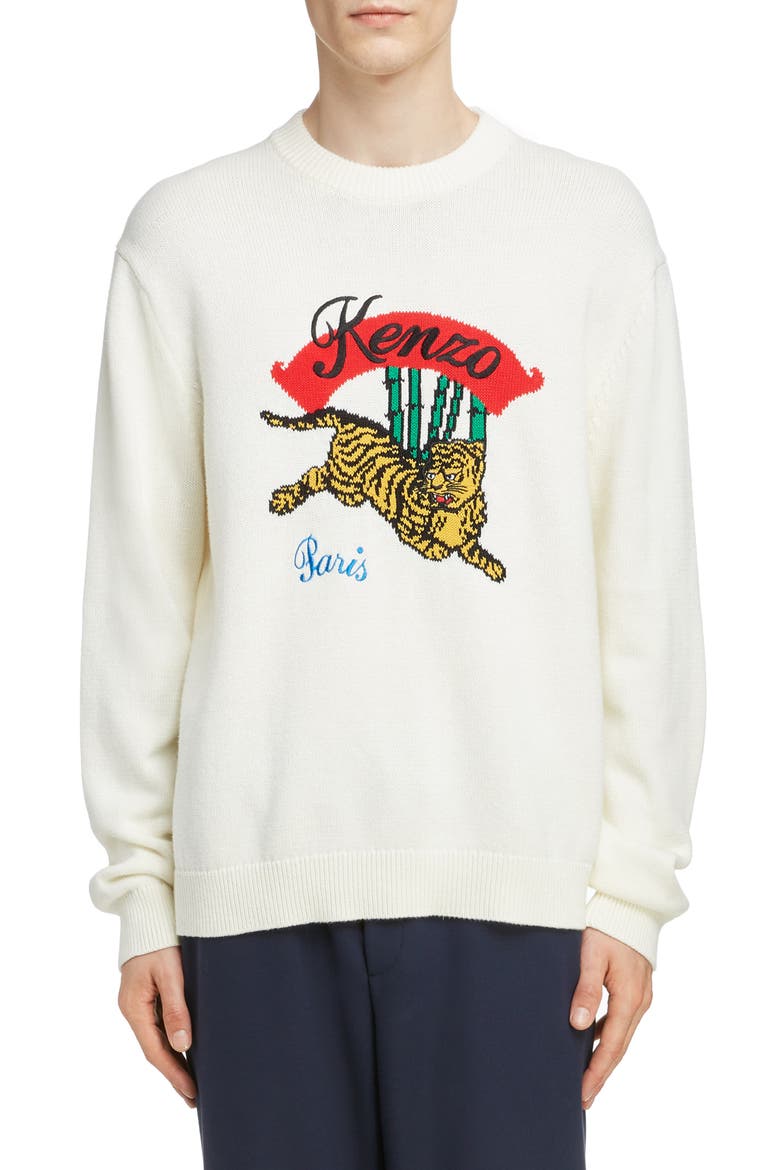 Jumping Tiger Sweater, Main, color, WHITE