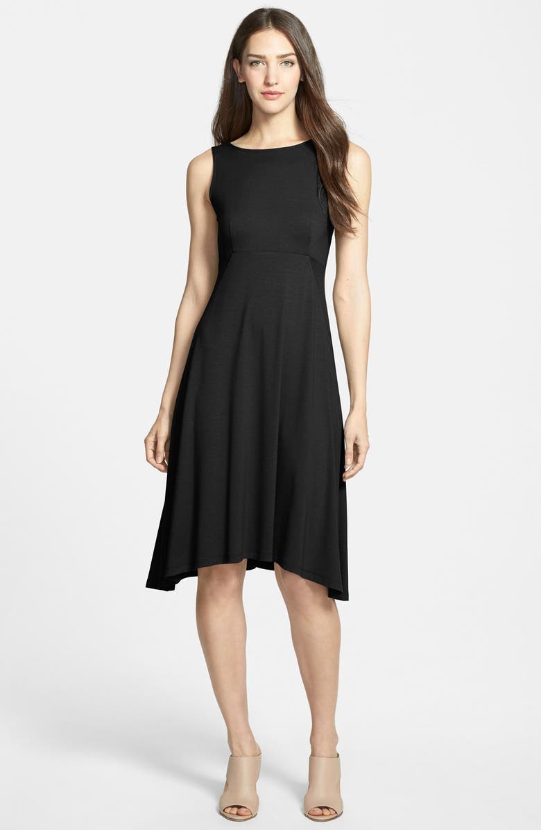 Eileen Fisher Jersey Bateau Neck Fit & Flare Dress, Main, color, 