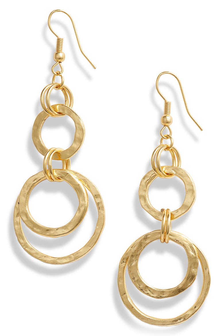 Hoop Drop Earrings, Main, color, GOLD