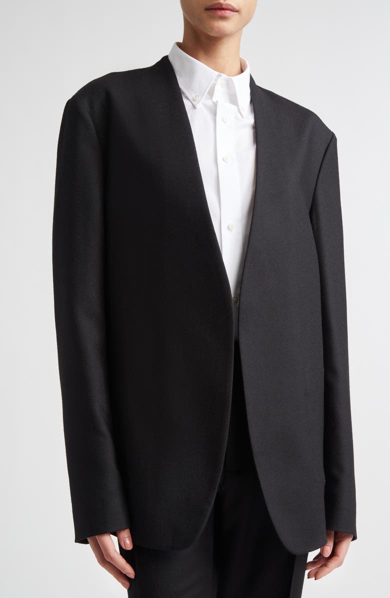 Maison Margiela Minimal Virgin Wool Blazer, Alternate, color, Black