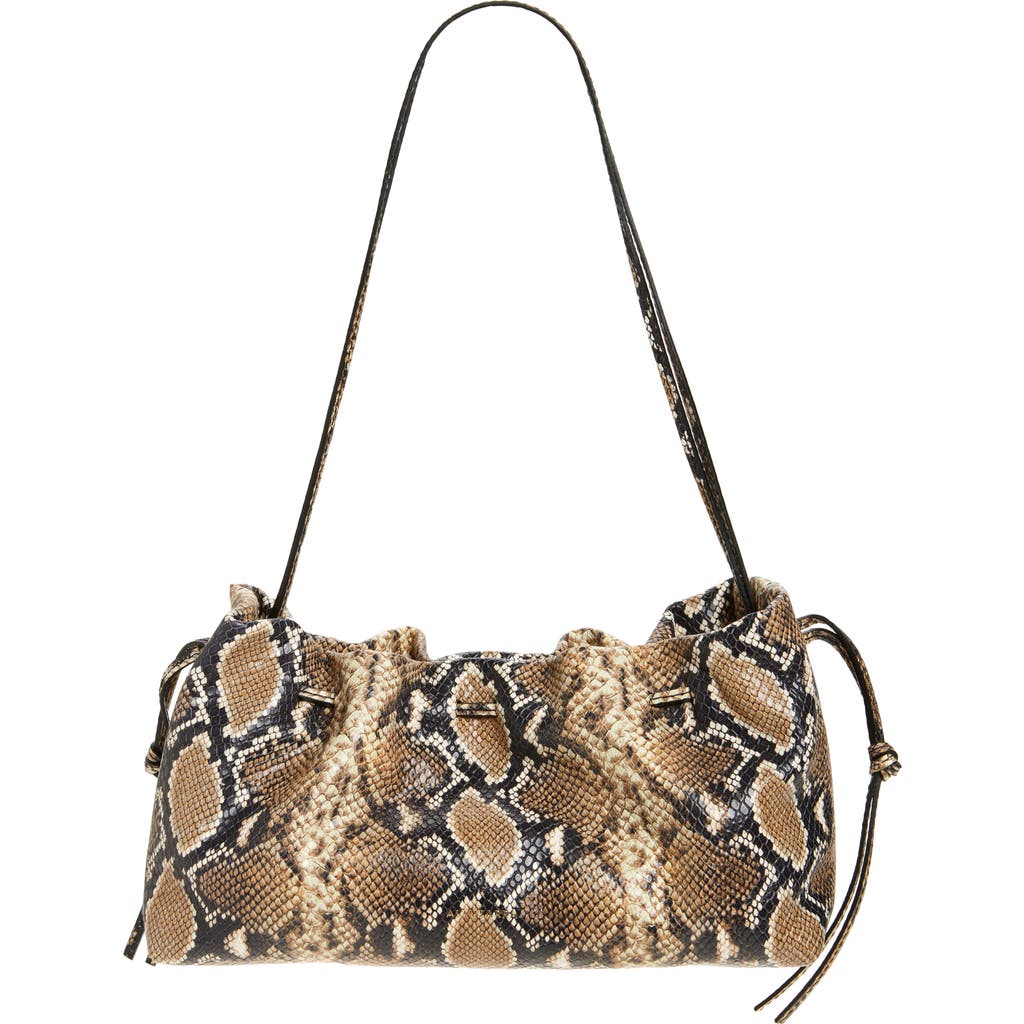 Altuzarra Drawstring Snakeskin Embossed Leather Clutch In Brown