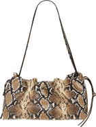 Altuzarra Drawstring Snakeskin Embossed Leather Clutch
