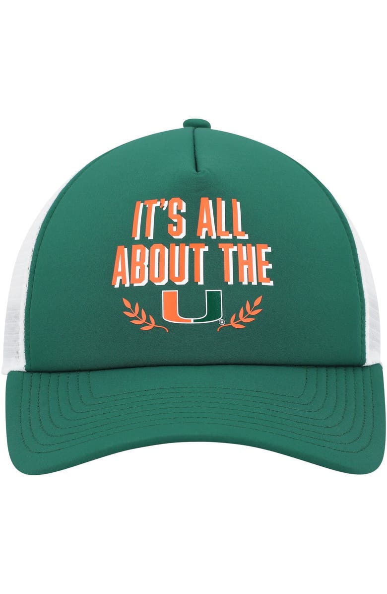 adidas Men's adidas Green Miami Hurricanes Phrase Foam Front Trucker Adjustable Hat, Alternate, color, 