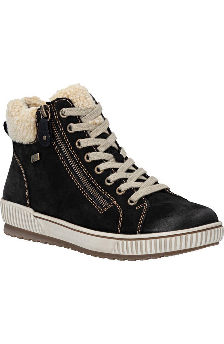 REMONTE Maditta 70 Faux Shearling Trim Sneaker, Main, color, Schwarz/ Beige