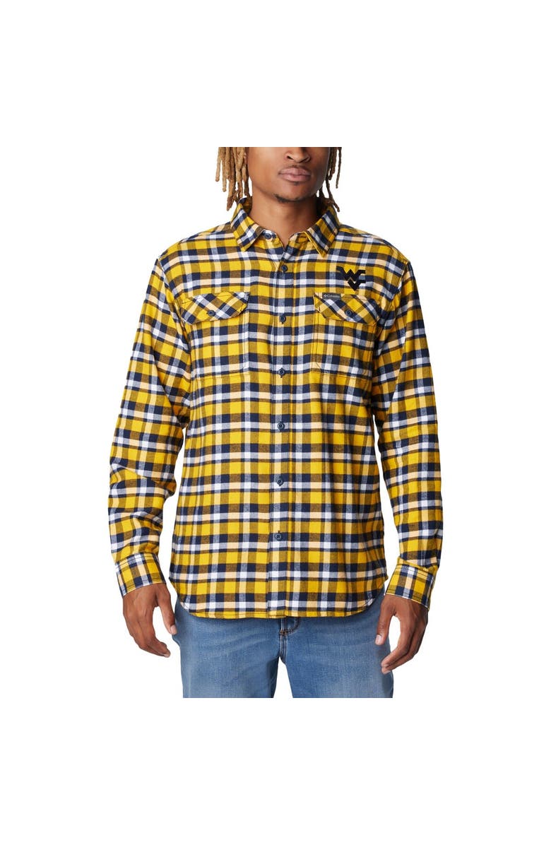 Columbia Gold West Virginia Mountaineers Flare Gun Flannel Long Sleeve Shirt, Main, color, Gold