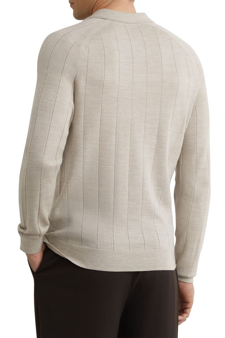 Greyson Wool Long Sleeve Polo, Alternate, color, STONE MOULINE