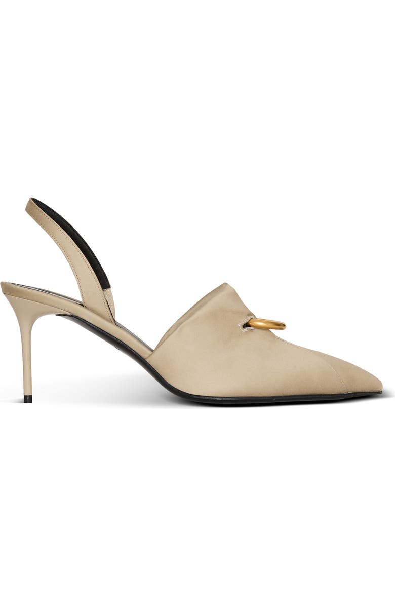 Balmain Cotton gabardine slingbacks with piercing, Alternate, color, Beige
