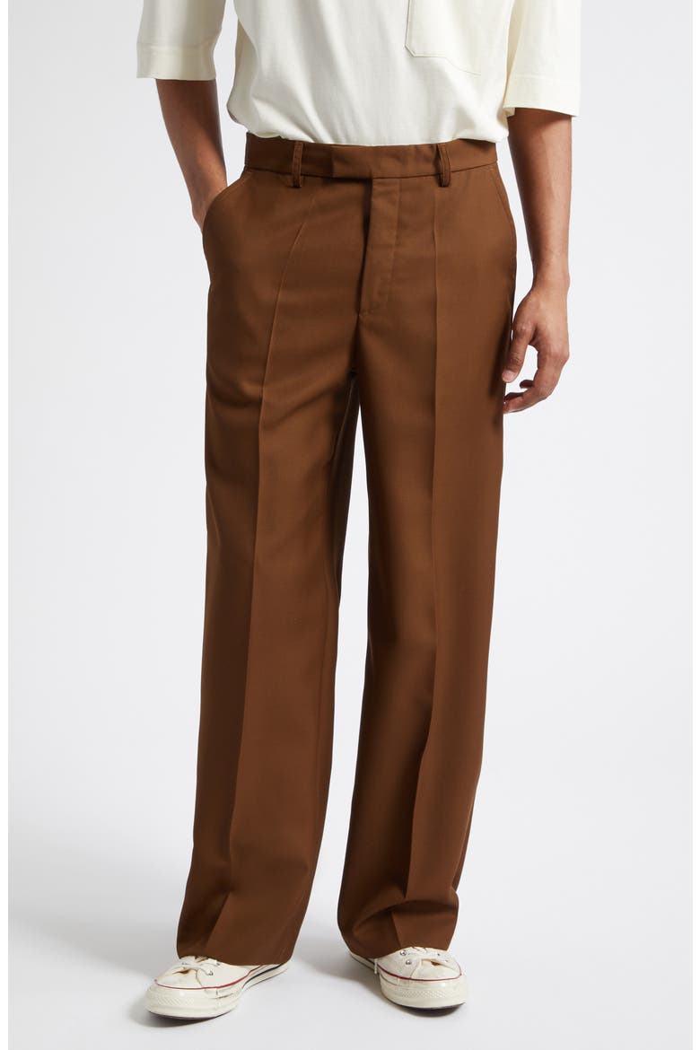 Relaxed Primo Virgin Wool Trousers, Main, color, BROWN