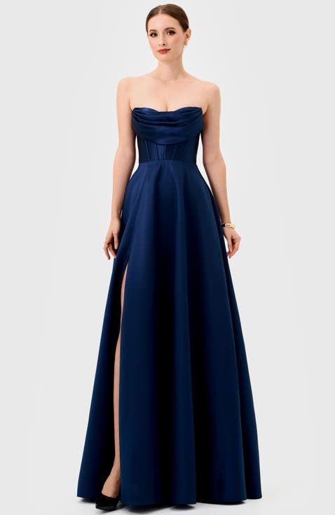 Ameira Strapless Cowl Gown