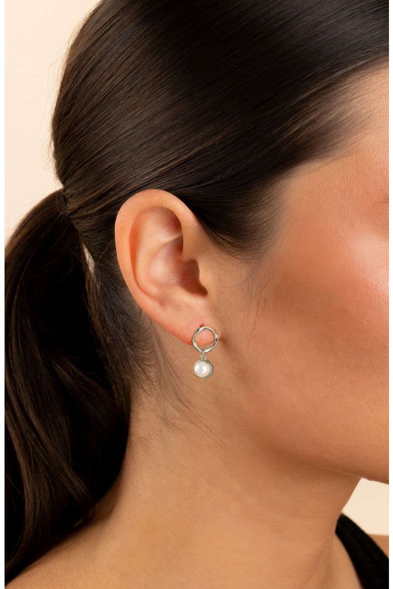 Cline Cultured Pearl Drop Earrings, Alternate, color, SILVER/ WHITE