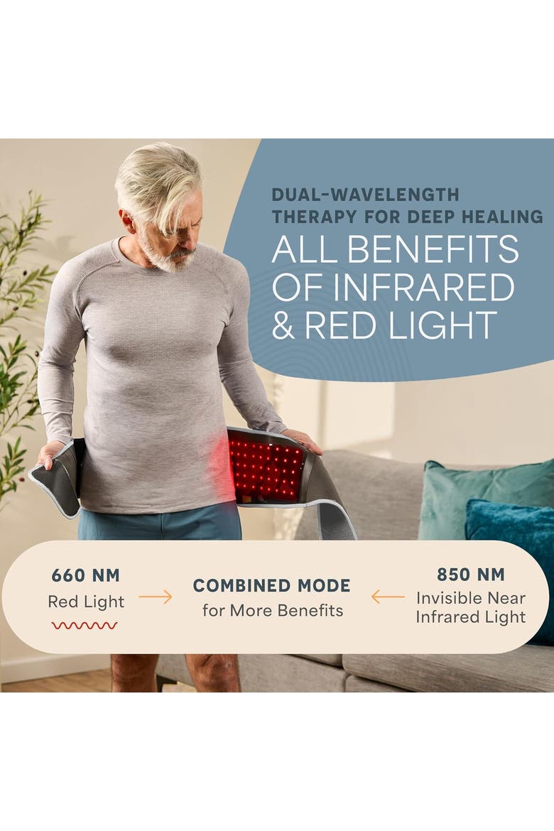 Allevared Red Light Therapy Belt  Infrared 660nm and 850nm lights, Alternate, color, Grey