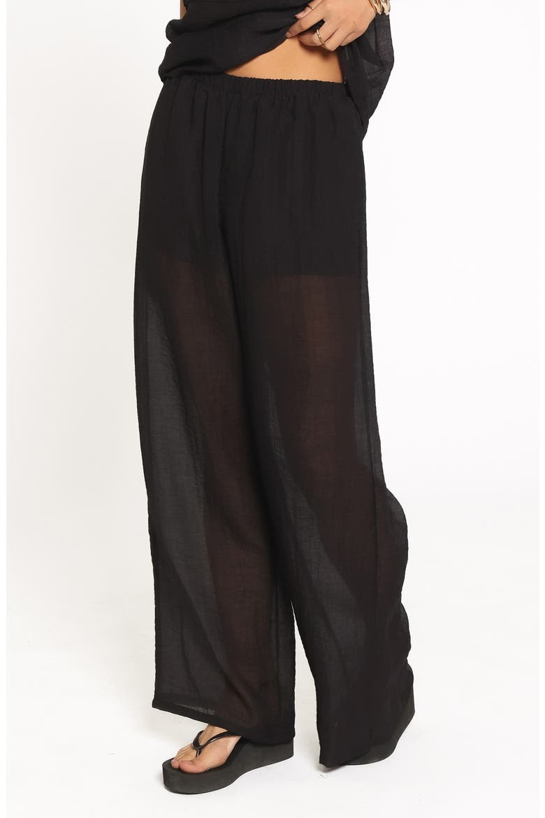 Vayla Wide Leg Sheer Pants, Alternate, color, BLACK