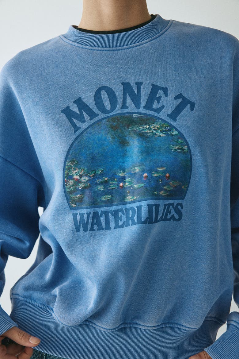 Oversized Print-motif Sweatshirt, Alternate, color, Blue/Monet