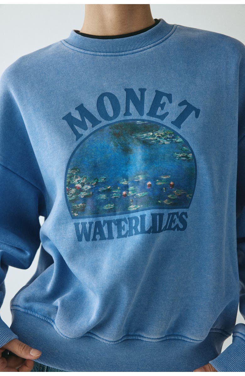H&M Oversized Print-motif Sweatshirt, Alternate, color, Blue/Monet