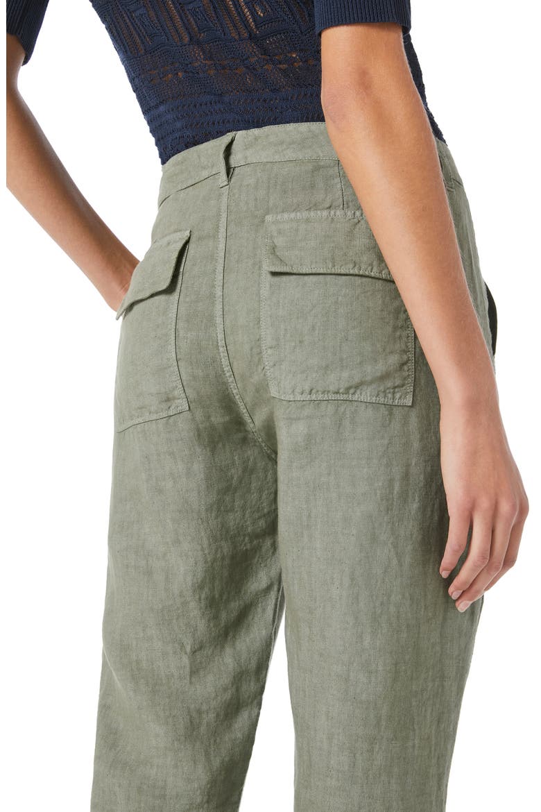 Le Beau High Waist Crop Linen Pants, Alternate, color, MILITARY