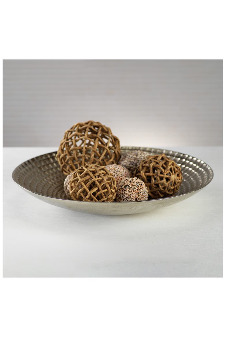 Set of 8 Water Hyacinth Twisted Decorative Balls, Alternate, color, BEIGE